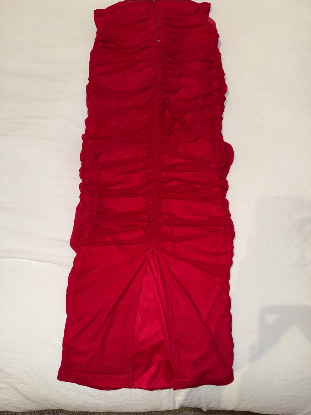 Red Ruched Bodycon Maxi Dress - Picture 3 of 4